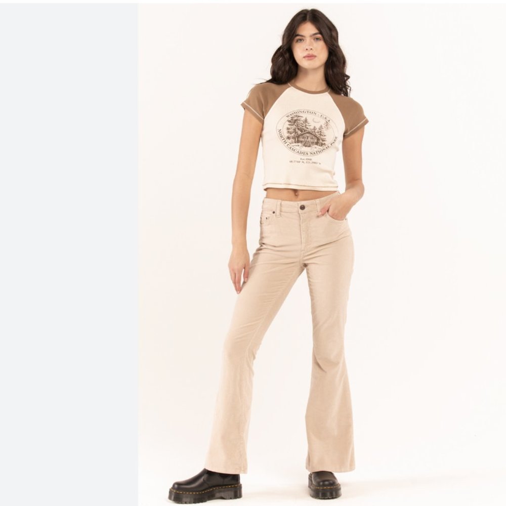 NWT BDG Urban Outfitters Corduroy Womens Extreme Flare Pants Cream 28